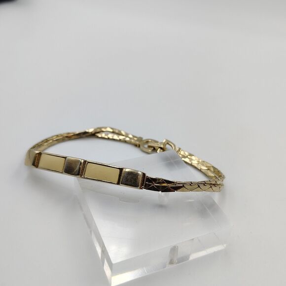 Vintage Christian Dior Gold Tone Cream Enameling Bracelet 7.75" AS IS - Picture 4 of 16